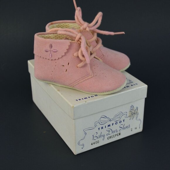 Trimfoot Baby Deer Shoes Pink Creeper 6-9 Months In Box - Picture 1 of 9